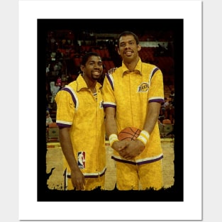 Magic Johnson and Kareem Abdul Jabbar of The Los Angeles Lakers, 1984 Posters and Art